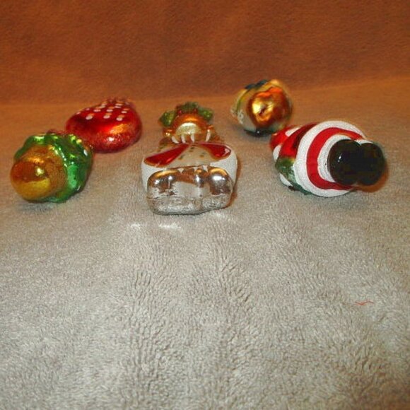Set Of 6 MERCURY Blown GLASS Ornaments CACTUS Santa TREE Snowman VINTAGE 70s - Picture 11 of 12